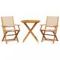 Preview: 3-tlg. Bistro-Set Beige Stoff und Massivholz