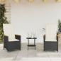 Preview: 3-tlg. Bistro-Set mit Kissen Schwarz Poly Rattan