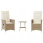 Preview: 3-tlg. Bistro-Set mit Kissen Beige Poly Rattan