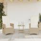 Preview: 3-tlg. Bistro-Set mit Kissen Beige Poly Rattan