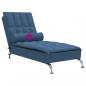 Preview: Massage-Chaiselongue mit Nackenrolle Blau Stoff