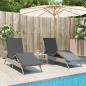 Preview: ARDEBO.de - Sonnenliegen 2 Stk. mit Tisch Hellgrau Poly Rattan