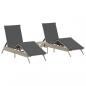 Preview: Sonnenliegen 2 Stk. mit Tisch Hellgrau Poly Rattan