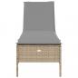 Preview: Sonnenliege mit Auflage Beige Poly Rattan