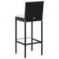 Preview: Garten-Barhocker mit Kissen 2 Stk. Schwarz Poly Rattan