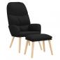 Preview: ARDEBO.de - Relaxsessel mit Hocker Schwarz Stoff