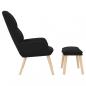 Preview: Relaxsessel mit Hocker Schwarz Stoff