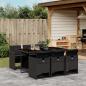 Preview: ARDEBO.de - 7-tlg. Garten-Essgruppe mit Kissen Schwarz Poly Rattan