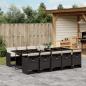 Preview: ARDEBO.de - 11-tlg. Garten-Essgruppe mit Kissen Schwarz Poly Rattan