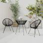 Preview: ARDEBO.de - 3-tlg. Garten-Essgruppe PVC Rattan Schwarz