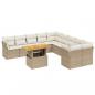 Preview: 11-tlg. Garten-Sofagarnitur mit Kissen Beige Poly Rattan