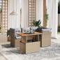 Preview: ARDEBO.de - 5-tlg. Garten-Sofagarnitur mit Kissen Beige Poly Rattan