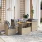 Preview: ARDEBO.de - 5-tlg. Garten-Sofagarnitur mit Kissen Beige Poly Rattan