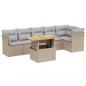 Preview: 7-tlg. Garten-Sofagarnitur mit Kissen Beige Poly Rattan