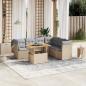 Preview: ARDEBO.de - 7-tlg. Garten-Sofagarnitur mit Kissen Beige Poly Rattan