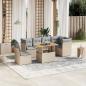 Preview: ARDEBO.de - 7-tlg. Garten-Sofagarnitur mit Kissen Beige Poly Rattan