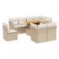 Preview: ARDEBO.de - 9-tlg. Garten-Sofagarnitur mit Kissen Beige Poly Rattan