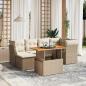 Preview: ARDEBO.de - 7-tlg. Garten-Sofagarnitur mit Kissen Beige Poly Rattan