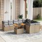 Preview: ARDEBO.de - 10-tlg. Garten-Sofagarnitur mit Kissen Beige Poly Rattan