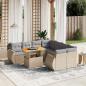 Preview: ARDEBO.de - 9-tlg. Garten-Sofagarnitur mit Kissen Beige Poly Rattan