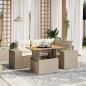 Preview: ARDEBO.de - 5-tlg. Garten-Sofagarnitur mit Kissen Beige Poly Rattan