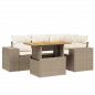 Preview: 5-tlg. Garten-Sofagarnitur mit Kissen Beige Poly Rattan