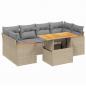 Preview: 7-tlg. Garten-Sofagarnitur mit Kissen Beige Poly Rattan