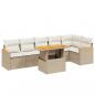 Preview: 7-tlg. Garten-Sofagarnitur mit Kissen Beige Poly Rattan