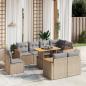 Preview: ARDEBO.de - 9-tlg. Garten-Sofagarnitur mit Kissen Beige Poly Rattan