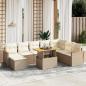 Preview: ARDEBO.de - 9-tlg. Garten-Sofagarnitur mit Kissen Beige Poly Rattan