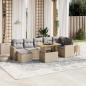 Preview: ARDEBO.de - 8-tlg. Garten-Sofagarnitur mit Kissen Beige Poly Rattan