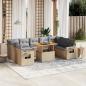 Preview: ARDEBO.de - 10-tlg. Garten-Sofagarnitur mit Kissen Beige Poly Rattan