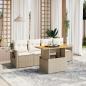 Preview: ARDEBO.de - 5-tlg. Garten-Sofagarnitur mit Kissen Beige Poly Rattan