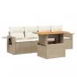 Preview: 5-tlg. Garten-Sofagarnitur mit Kissen Beige Poly Rattan