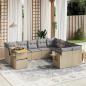 Preview: ARDEBO.de - 10-tlg. Garten-Sofagarnitur mit Kissen Beige Poly Rattan