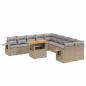 Preview: ARDEBO.de - 11-tlg. Garten-Sofagarnitur mit Kissen Beige Poly Rattan