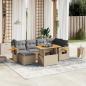 Preview: ARDEBO.de - 7-tlg. Garten-Sofagarnitur mit Kissen Beige Poly Rattan