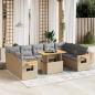 Preview: ARDEBO.de - 10-tlg. Garten-Sofagarnitur mit Kissen Beige Poly Rattan