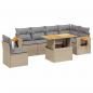 Preview: 7-tlg. Garten-Sofagarnitur mit Kissen Beige Poly Rattan