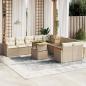 Preview: ARDEBO.de - 11-tlg. Garten-Sofagarnitur mit Kissen Beige Poly Rattan