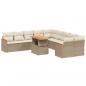 Preview: 11-tlg. Garten-Sofagarnitur mit Kissen Beige Poly Rattan