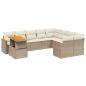 Preview: 10-tlg. Garten-Sofagarnitur mit Kissen Beige Poly Rattan