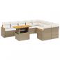 Preview: 10-tlg. Garten-Sofagarnitur mit Kissen Beige Poly Rattan