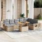 Preview: ARDEBO.de - 9-tlg. Garten-Sofagarnitur mit Kissen Beige Poly Rattan