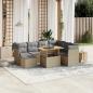 Preview: ARDEBO.de - 8-tlg. Garten-Sofagarnitur mit Kissen Beige Poly Rattan