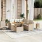 Preview: ARDEBO.de - 6-tlg. Garten-Sofagarnitur mit Kissen Beige Poly Rattan