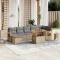 Preview: ARDEBO.de - 8-tlg. Garten-Sofagarnitur mit Kissen Beige Poly Rattan