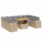 Preview: 10-tlg. Garten-Sofagarnitur mit Kissen Beige Poly Rattan