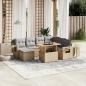 Preview: ARDEBO.de - 8-tlg. Garten-Sofagarnitur mit Kissen Beige Poly Rattan