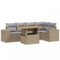 Preview: 6-tlg. Garten-Sofagarnitur mit Kissen Beige Poly Rattan